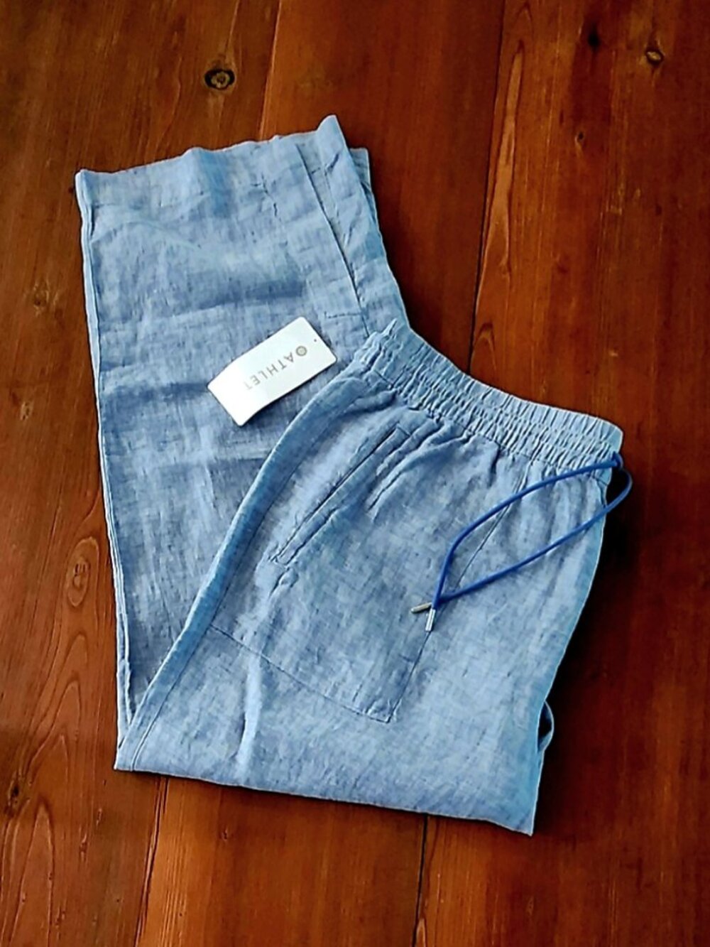 NWT Athleta Retreat Linen Powder Blue Wide-leg Pants, 20